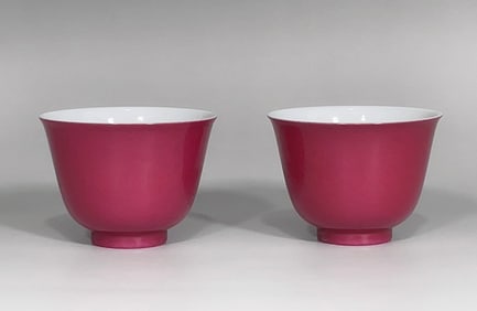 A Pair of Exquisite Ruby Red-Glazed Cup