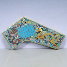 A Exquisite Cloisonne Dragon Pattern with poem Ornament