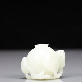 An Exquisite White Jade Flower and Fruit Ornament