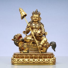 A Exquisite Gilt Bronze Statue of Mammon Rides the Lion