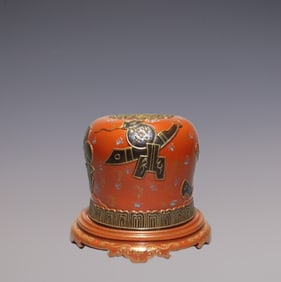 An Exquisite Antique bronze Glaze Painted Gold Ornament