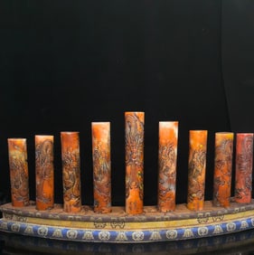 A Set of Fine Shoushan Stone Dragon Pattern Seal