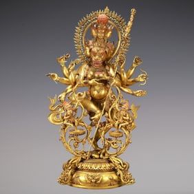A Exquisite Gilt Bronze Statue of Mammon