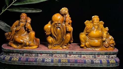 A Set of Fine Shoushan Stone Figure Seal Ornament
