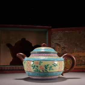 An Exquisite Purple Sands Flower Pattern Teapot
