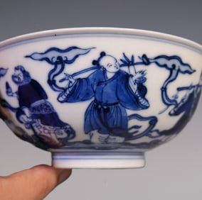 An Exquisite Blue and White Character and Story Pattern Bowl