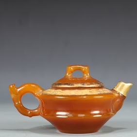 A Exquisite Agate Outline in gold Lotus Pattern Teapot