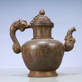 A Exquisite Coppery Lotus Pattern Teapot