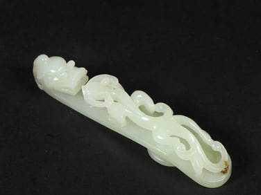 An Exquisite White Jade Chi-Dragon Pattern Ornament