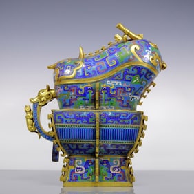 An Exquisite Gilt Bronze Cloisonne Beast-Face Pattern Censer