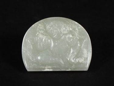 An Exquisite White Jade Character and Story Pattern Ornament