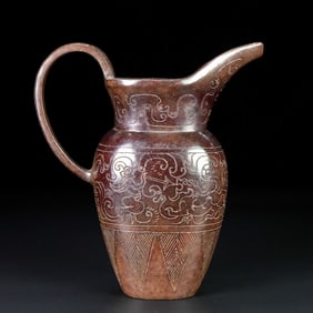 An Exquisite Archaic Jade Auspicious Beast Pattern Ewer