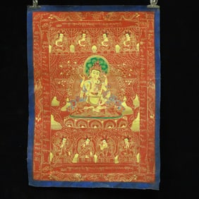 An Exquisite Brocade Painted Color Statue of Vajrasattva Tangka