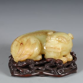A Exquisite Yellow Jade Auspicious Beast Ornament
