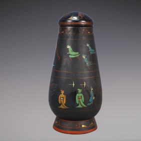 A Exquisite Carved Red Lacquer Character and Story Pattern Vase