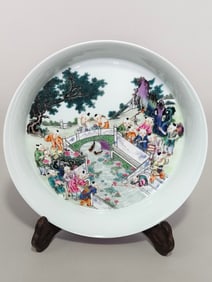 An Exquisite Ruby Red-Glazed Character and Story Pattern Plate