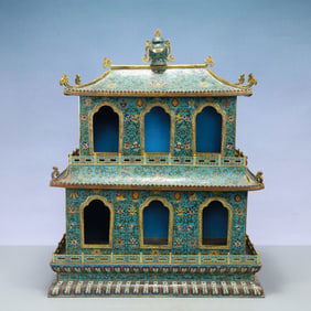 A Exquisite Cloisonne Lotus Pattern Pagoda
