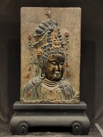 An Exquisite Limestone Painted Color Figure Pattern Screen Ornament