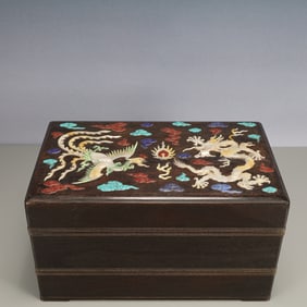 An Exquisite Zitanwood Dragon and Phoenix Pattern Box