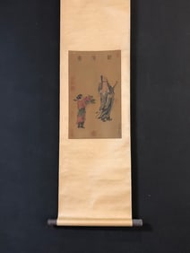A Chinese Vertical Scroll Ink Painting of Figure on Silk