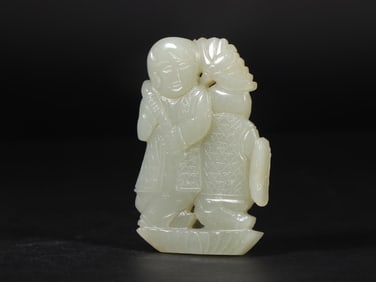 An Exquisite White Jade Figure Ornament
