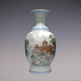 An Exquisite Enamel Landscape Pattern with poem Vase
