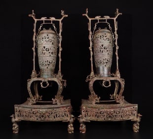 A Exquisite A pair of Bronze -With Inscription Censer