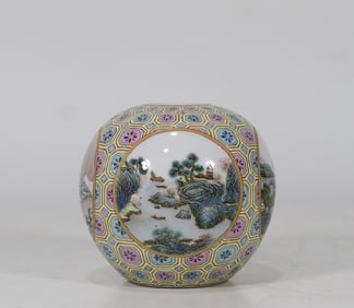An Exquisite Famille-Rose Landscape Pattern Water Pot