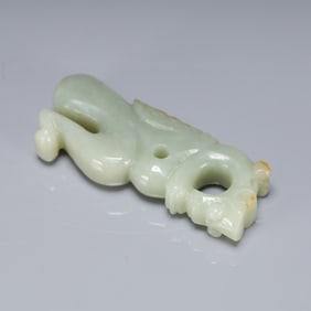 A Exquisite Archaic Jade 'Boar& Dragon' Ornament Hong Shan Culture