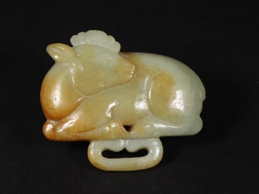 An Exquisite White Jade Deer Pattern Ornament