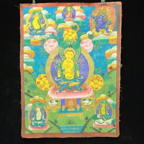 An Exquisite Brocade Painted Color Statue of Avalokitesvara Tangka