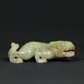 An Exquisite Archaic Jade Auspicious Beast Ornament