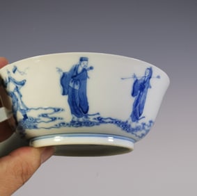 An Exquisite Blue and White Character and Story Pattern Bowl