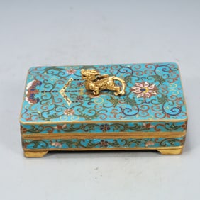 A Exquisite Cloisonne Lotus Pattern Inkstone