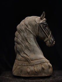 An Exquisite Limestone Horse head Ornament