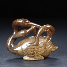 An Exquisite Archaic Jade Mandarin Duck Ornament