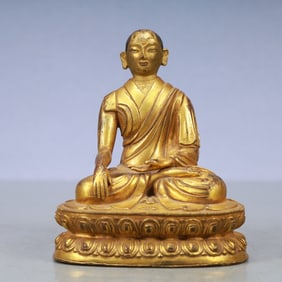 A Exquisite Gilt Bronze Statue of Guru