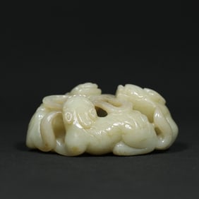 An Exquisite White Jade Auspicious Beast Ornament