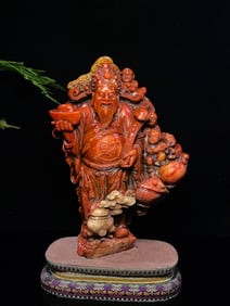 An Exquisite Shoushan Stone Statue of Mammon