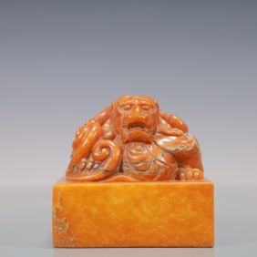 A Exquisite Shoushan Stone Auspicious Beast Seal