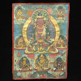 A Rare Brocade Painted Color Statue of Avalokitesvara Tangka