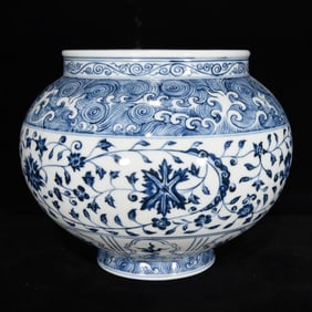 An Exquisite Blue and White Flower Pattern Jar