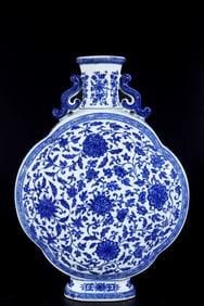 A Huge Blue and White Lotus Pattern Double-Ears Vase
