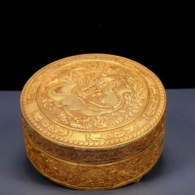 An Exquisite Gilt Bronze Dragon Pattern Box