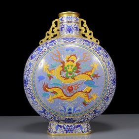 A Rare Cloisonne Dragon Pattern Double-Ears Vase