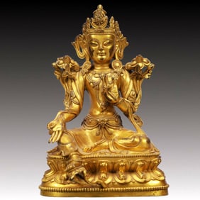 A Solemn Gilt Bronze Statue of Amitayus