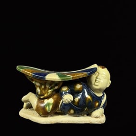 An Exquisite Tang Tri-Color Glazed Pottery Baby Pillow