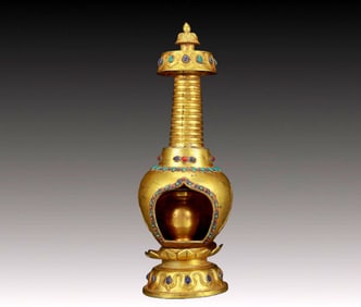 An Exquisite Gilt Bronze Inlaid Gems Box