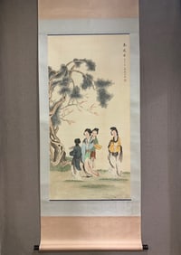 A Chinese Vertical Scroll Ink Painting of Figure on Paper,Shen Zhaohan