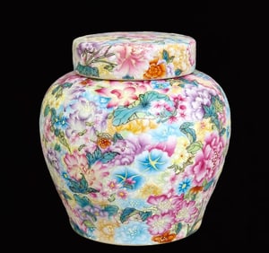 An Exquisite Enamel Flower Pattern Cover Jar